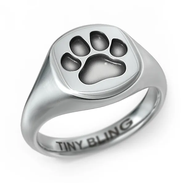 Puppy Paw Print Signet Ring