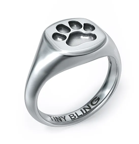 Puppy Paw Print Signet Ring