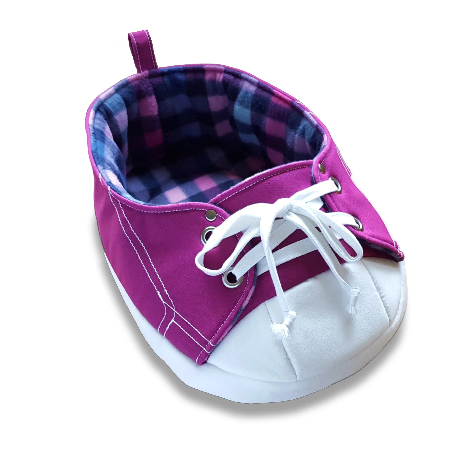 Purple Sneaker Cat Bed with Pink and Blue Fleece