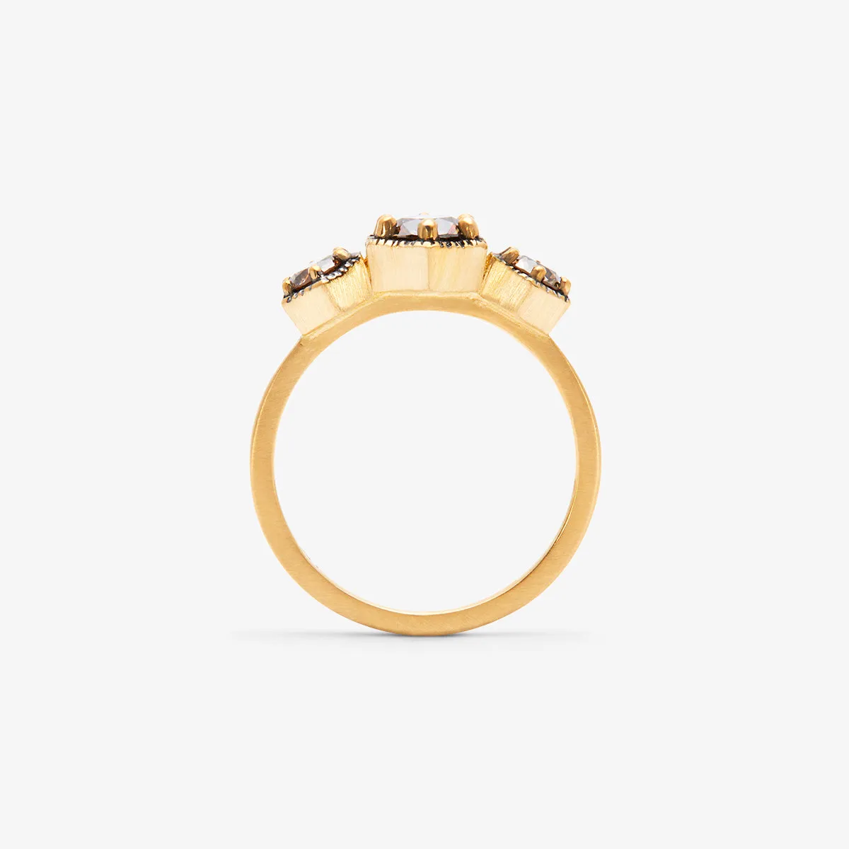 Queen Brown Diamond Triple Hexagon Ring | R8403BR