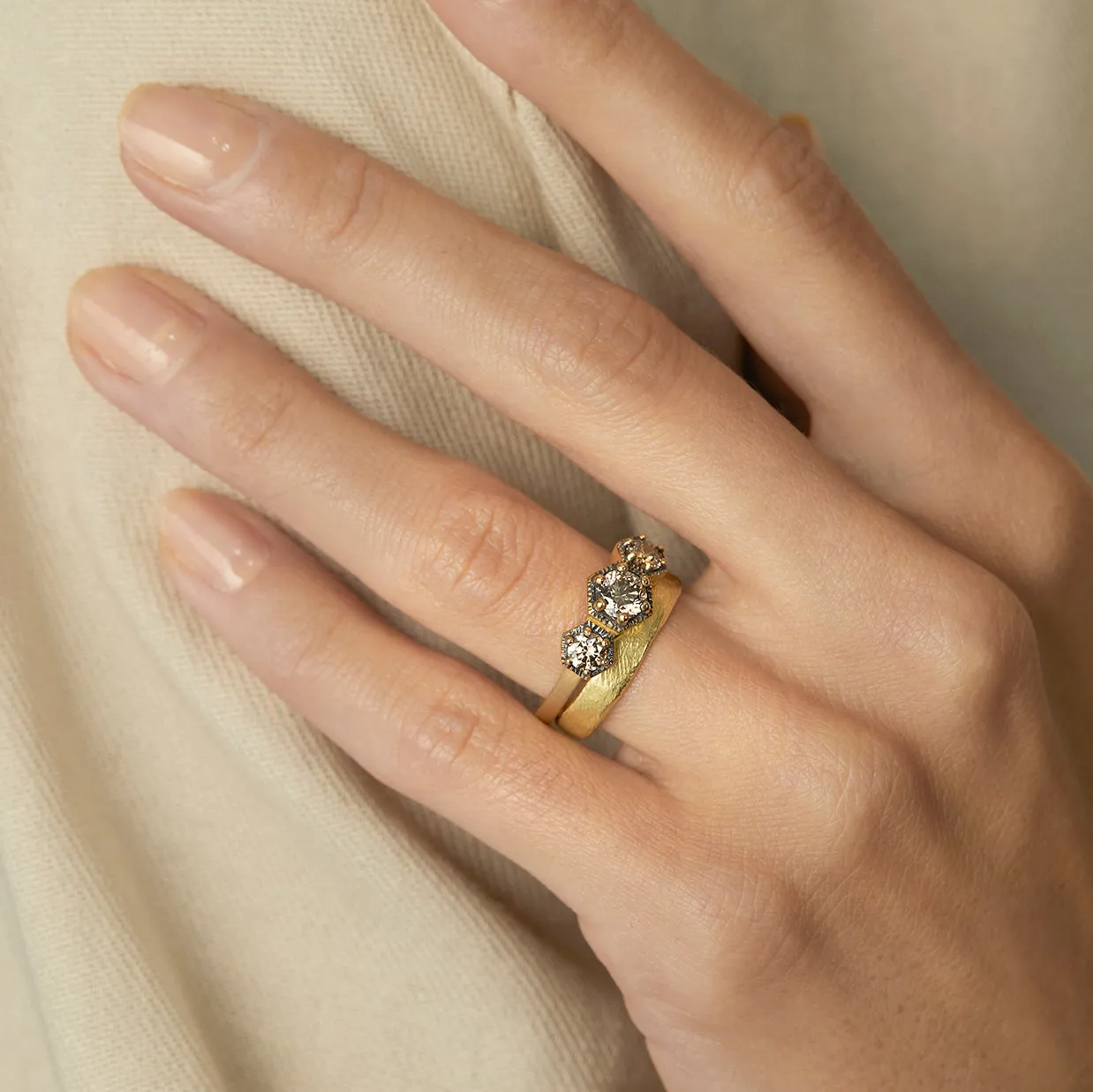 Queen Brown Diamond Triple Hexagon Ring | R8403BR