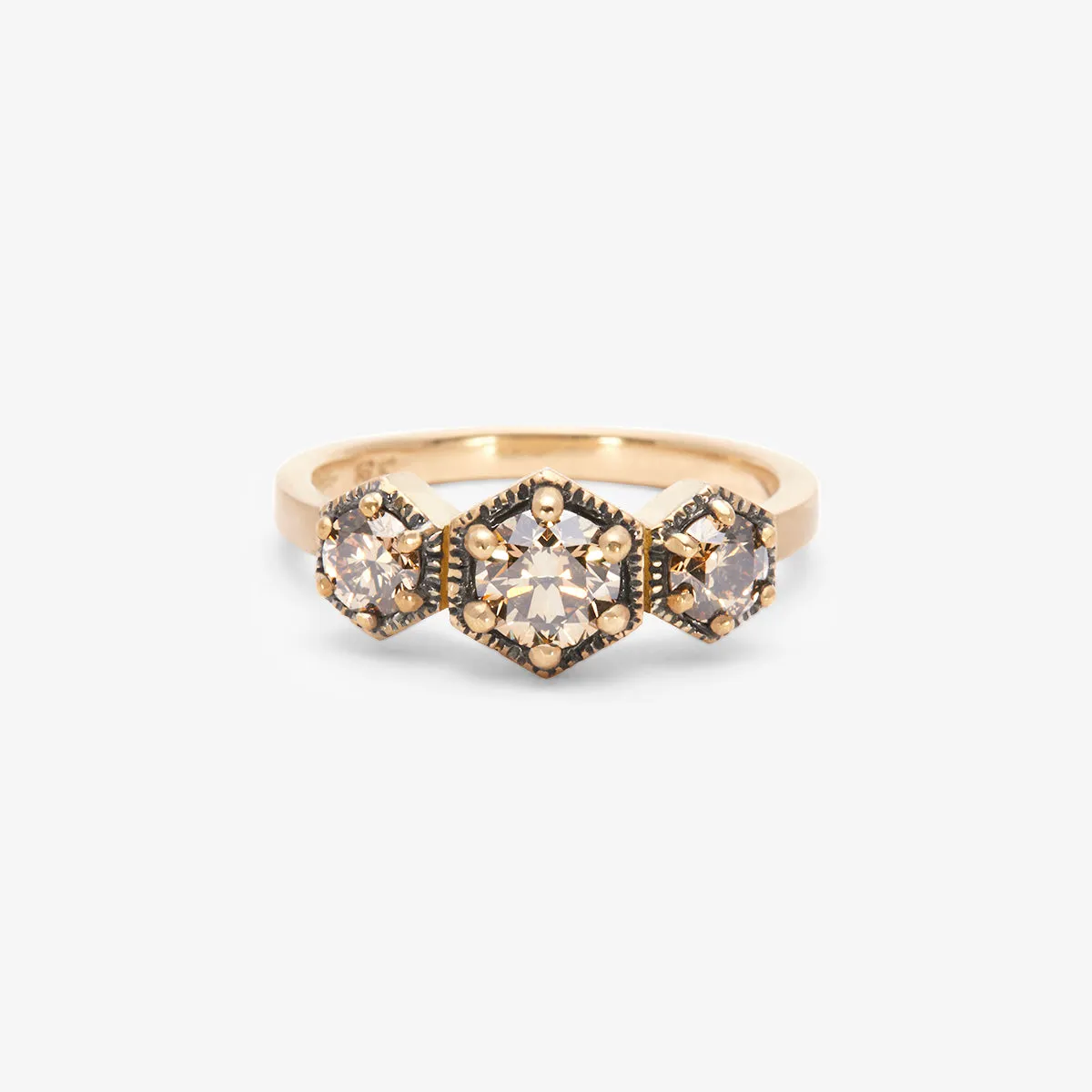 Queen Brown Diamond Triple Hexagon Ring | R8403BR