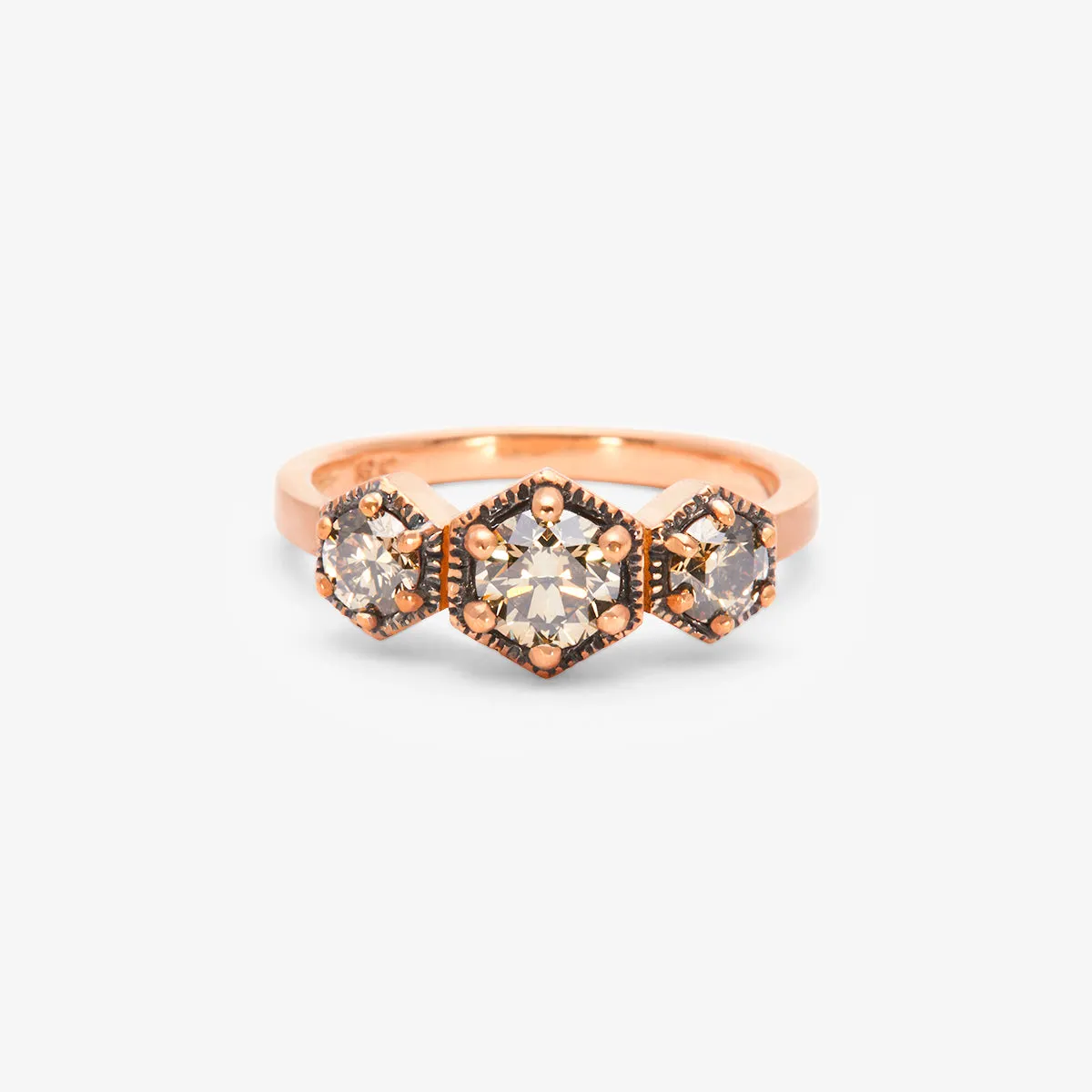 Queen Brown Diamond Triple Hexagon Ring | R8403BR