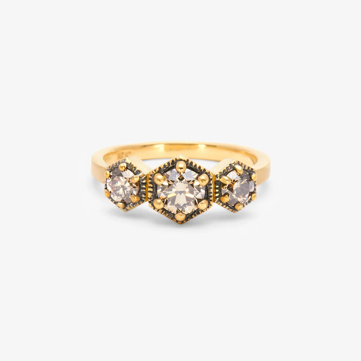 Queen Brown Diamond Triple Hexagon Ring | R8403BR