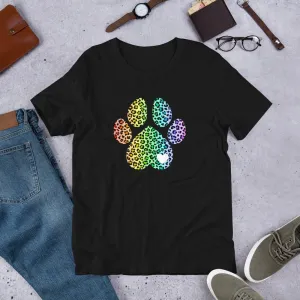 Rainbow Leopard Dog Paw T-Shirt