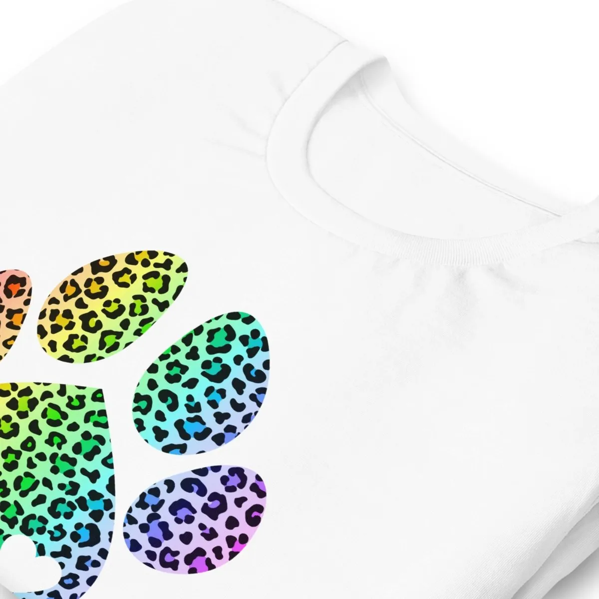 Rainbow Leopard Dog Paw T-Shirt
