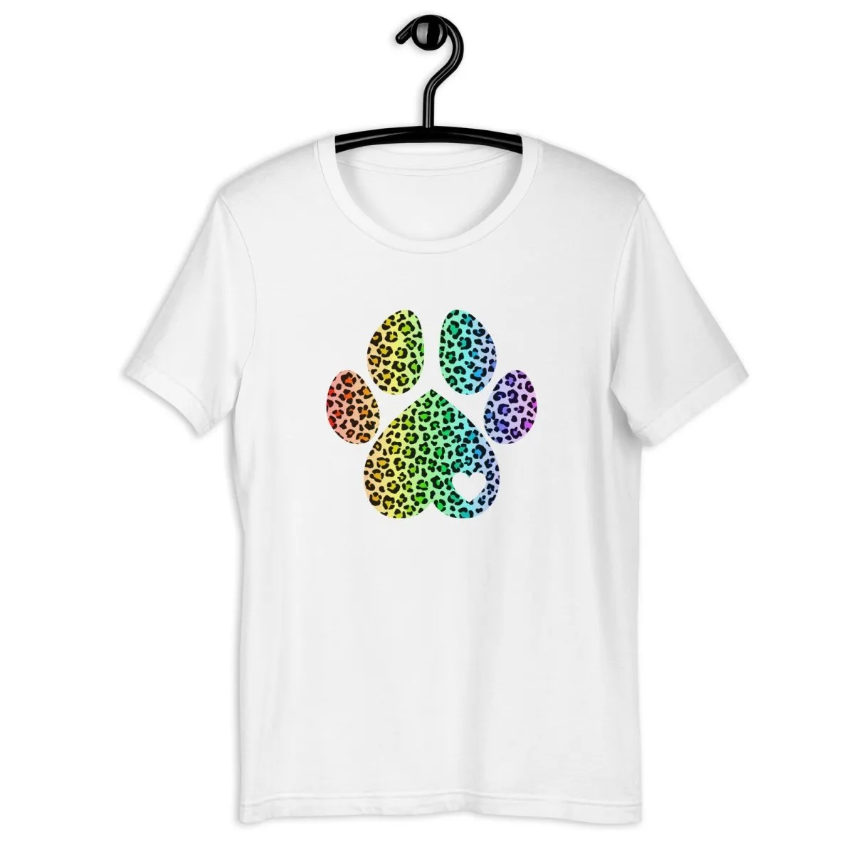 Rainbow Leopard Dog Paw T-Shirt