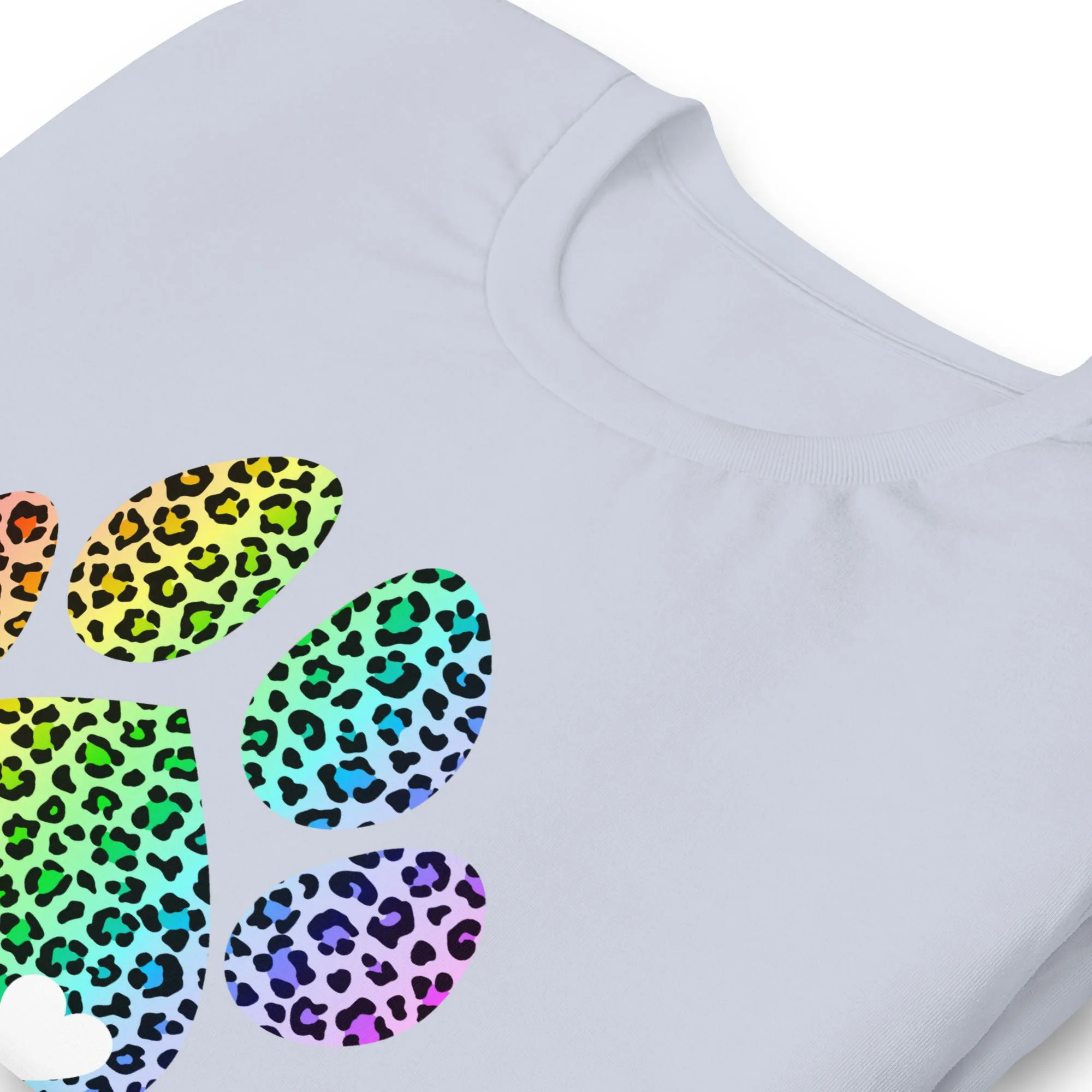 Rainbow Leopard Dog Paw T-Shirt