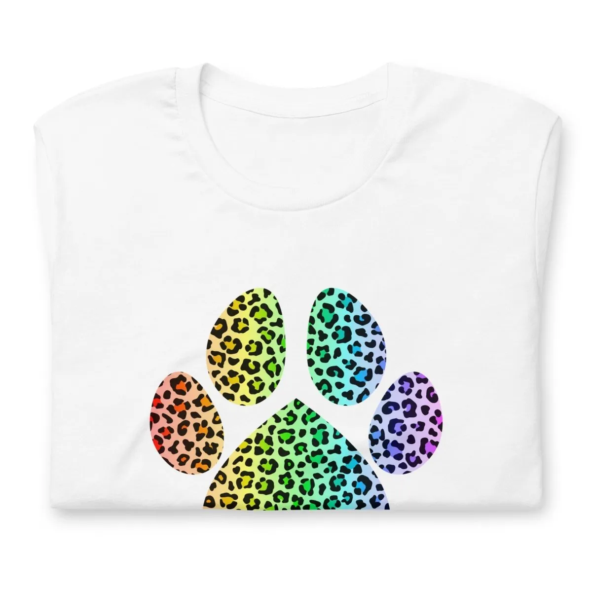Rainbow Leopard Dog Paw T-Shirt