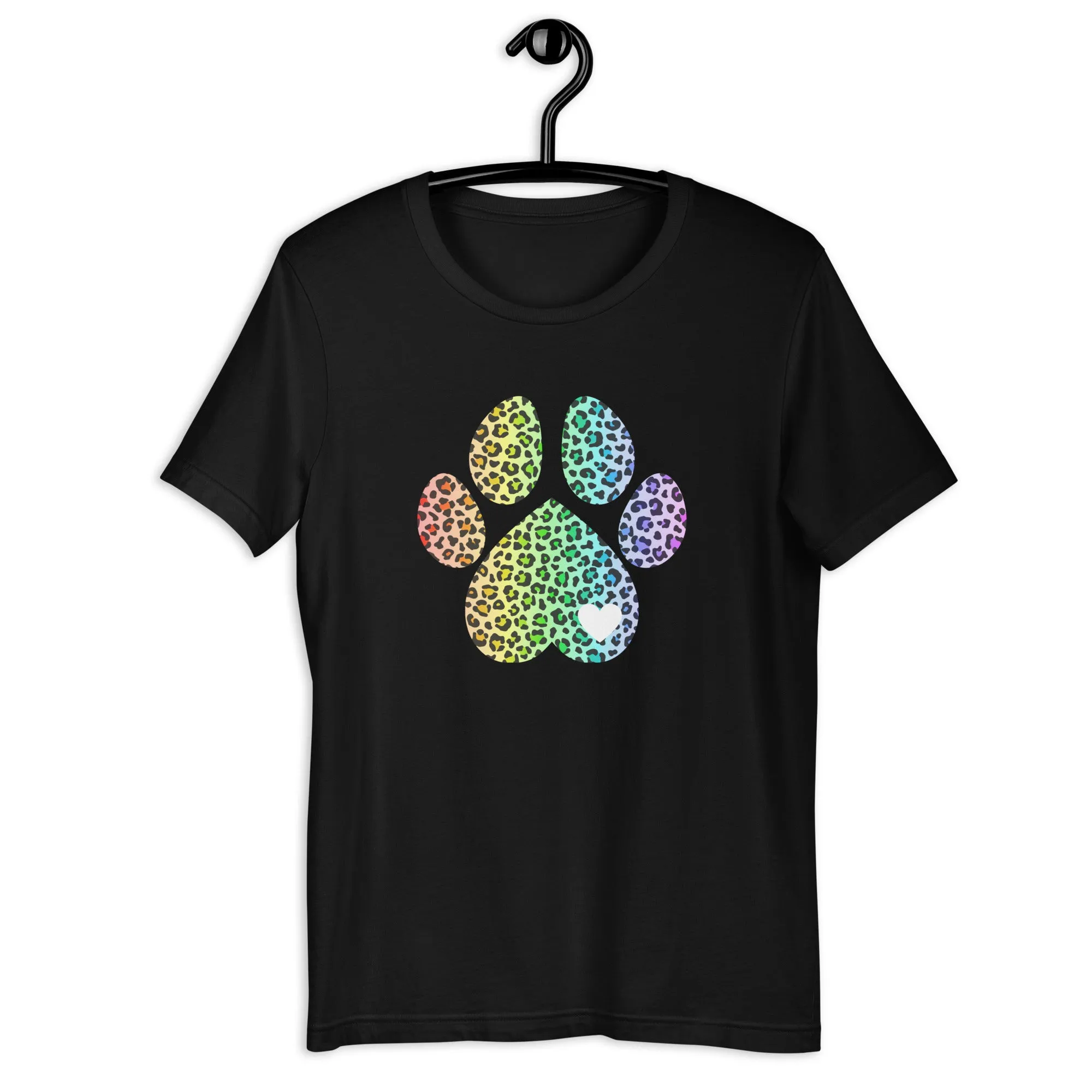 Rainbow Leopard Dog Paw T-Shirt