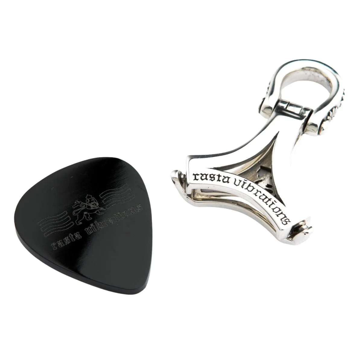 Rasta Lion Sterling Silver Guitar Pick Holder Pendant