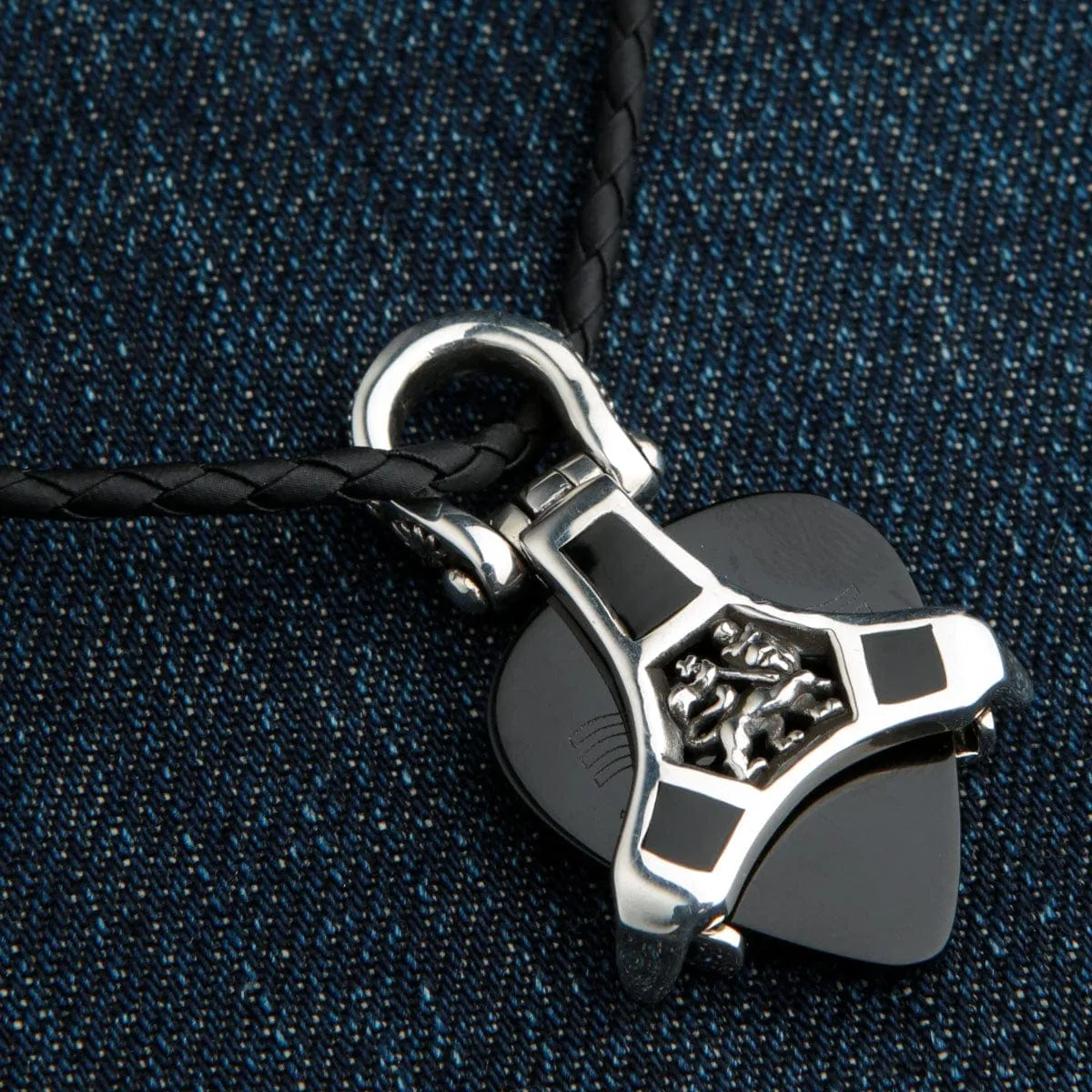 Rasta Lion Sterling Silver Guitar Pick Holder Pendant