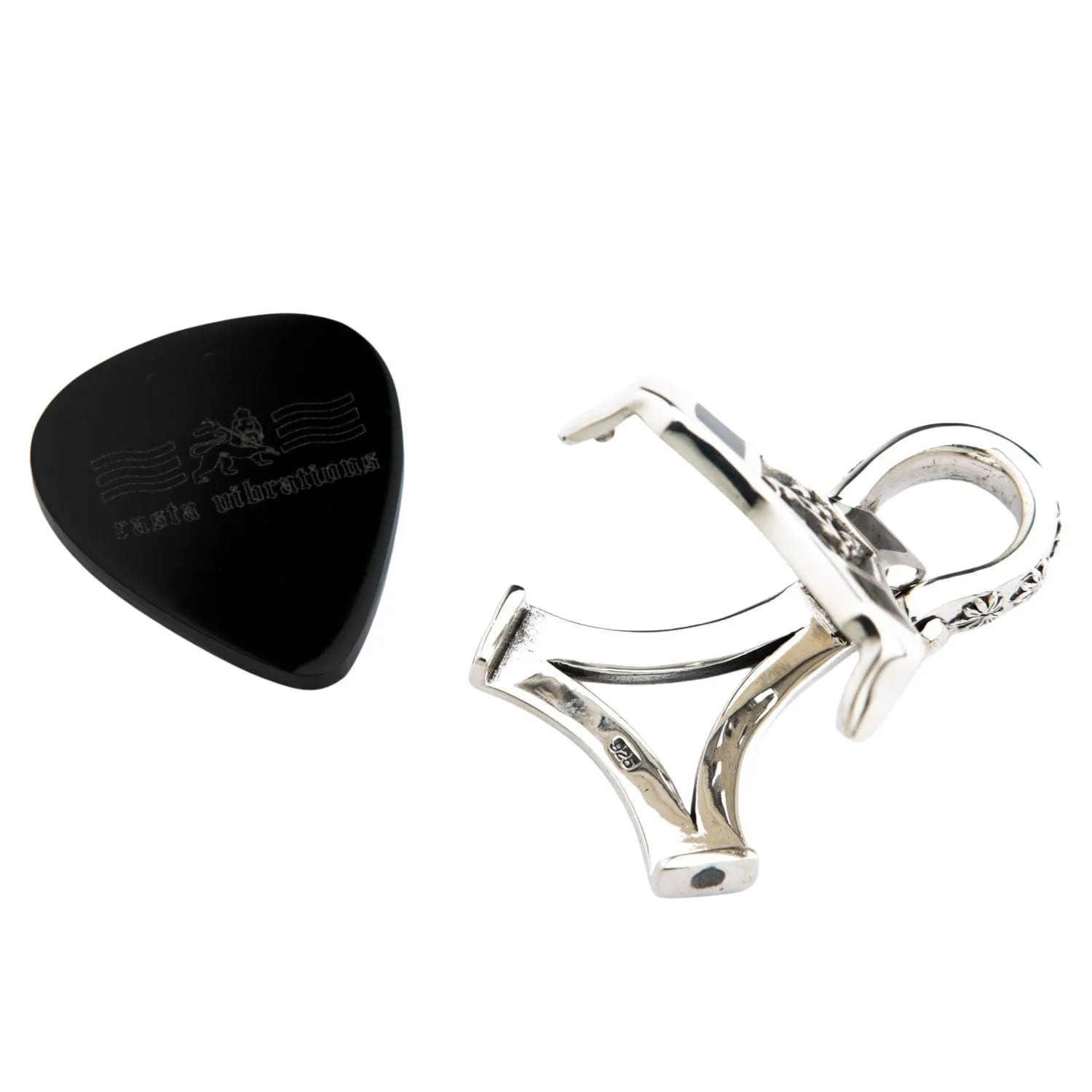 Rasta Lion Sterling Silver Guitar Pick Holder Pendant
