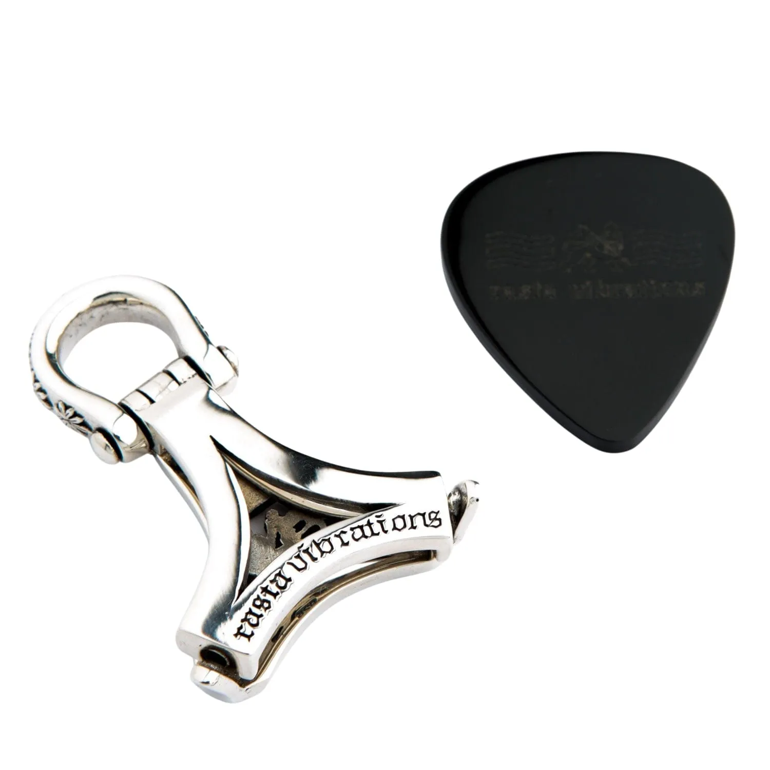 Rasta Lion Sterling Silver Guitar Pick Holder Pendant