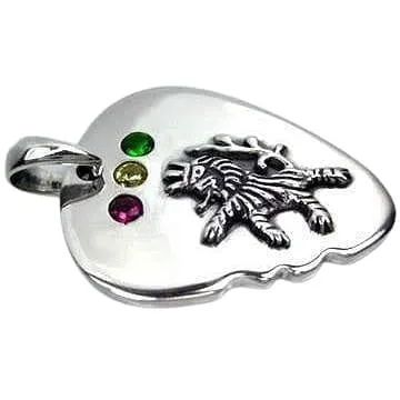 Rasta Lion Sterling Silver Guitar Pick Pendant