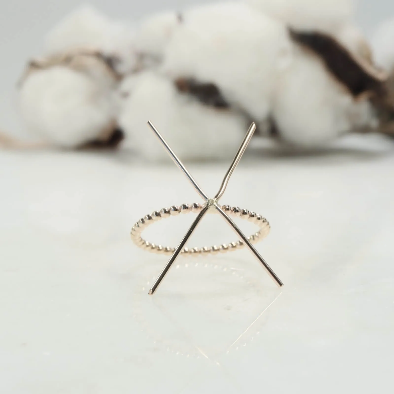 Raw Gemstone Ring - Bead, 1mm Band, Choose Your Metal