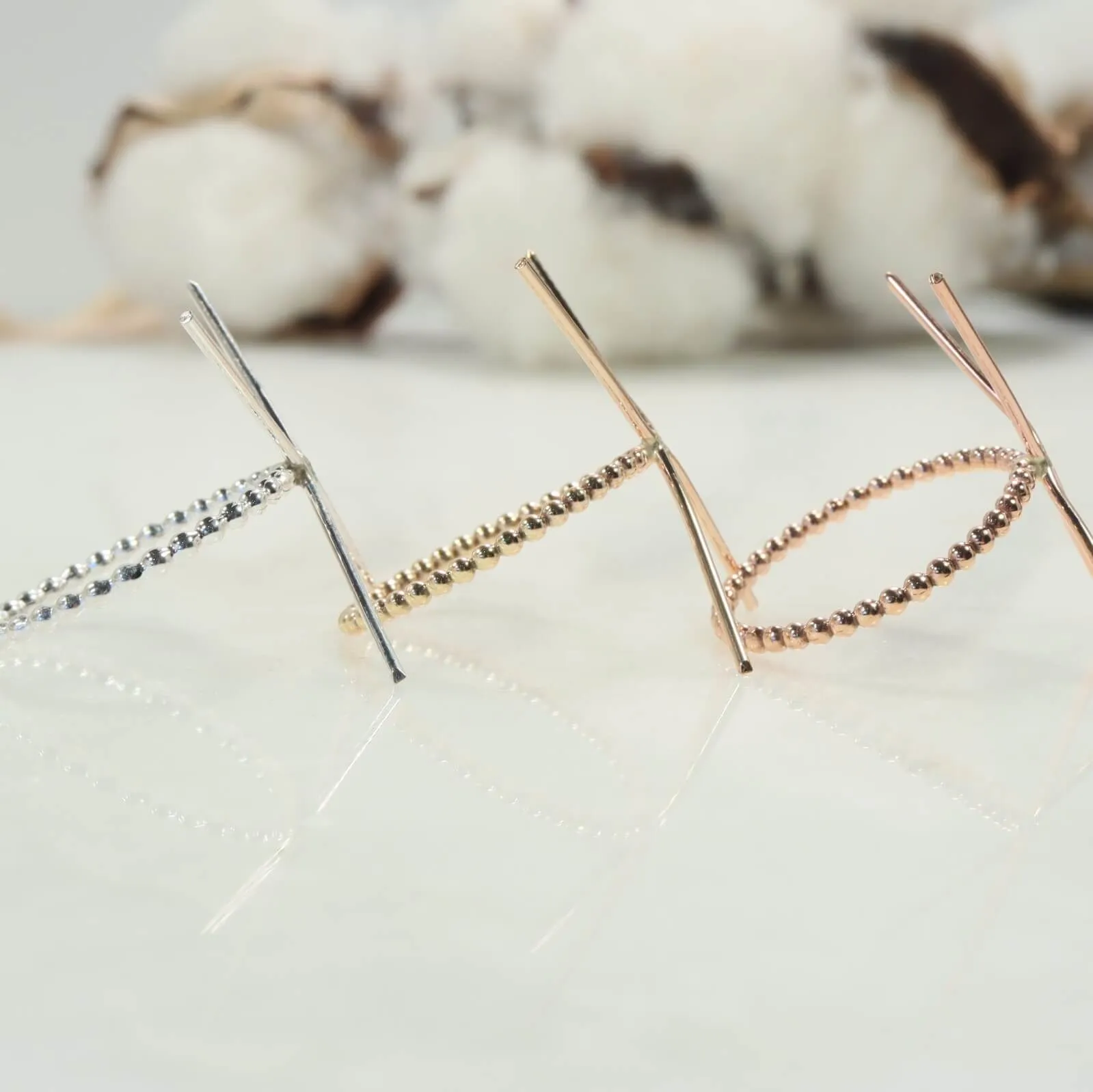 Raw Gemstone Ring - Bead, 1mm Band, Choose Your Metal