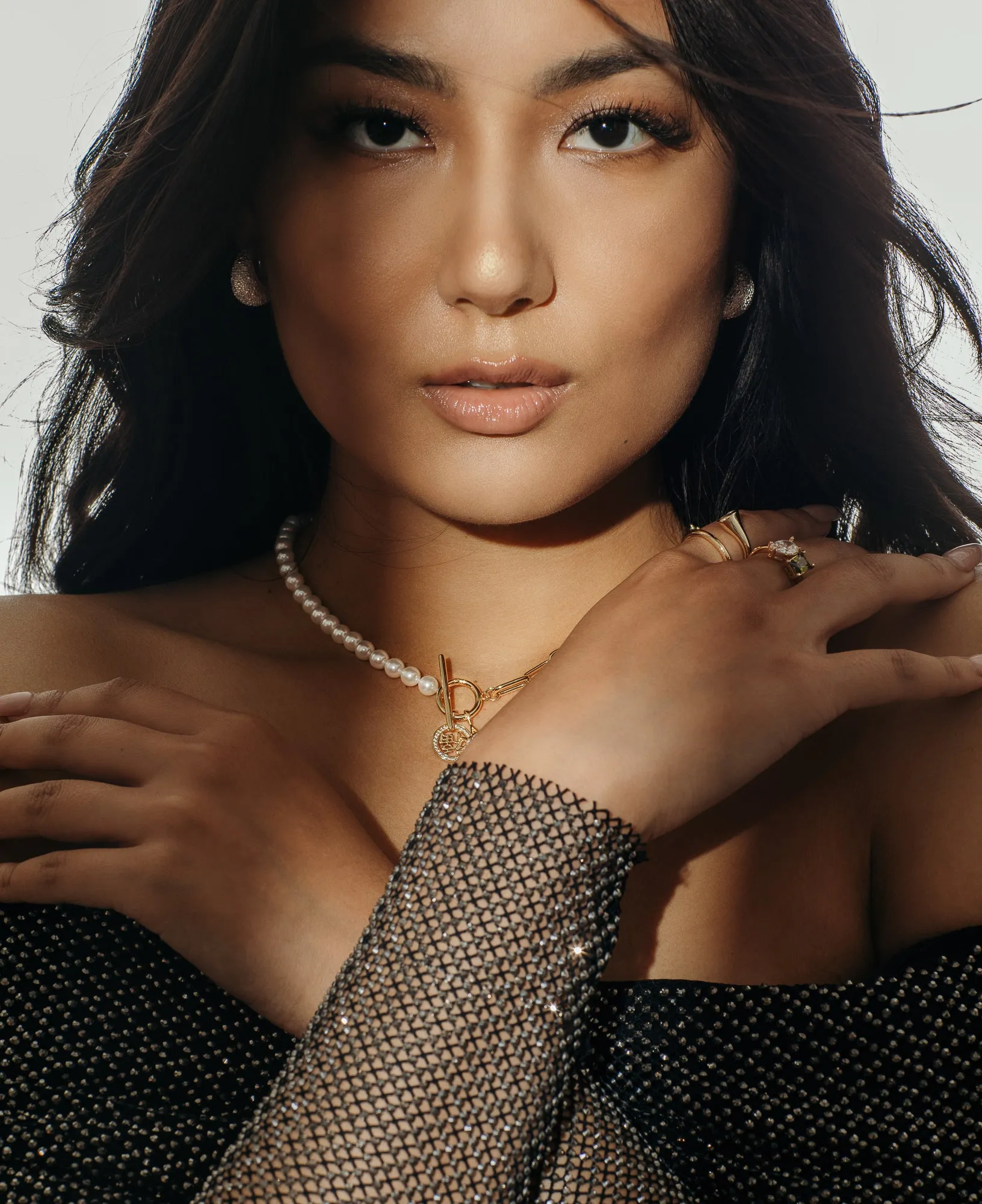 Rebecca Paperclip Chain Pearl Choker Necklace