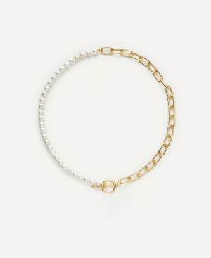 Rebecca Paperclip Chain Pearl Choker Necklace