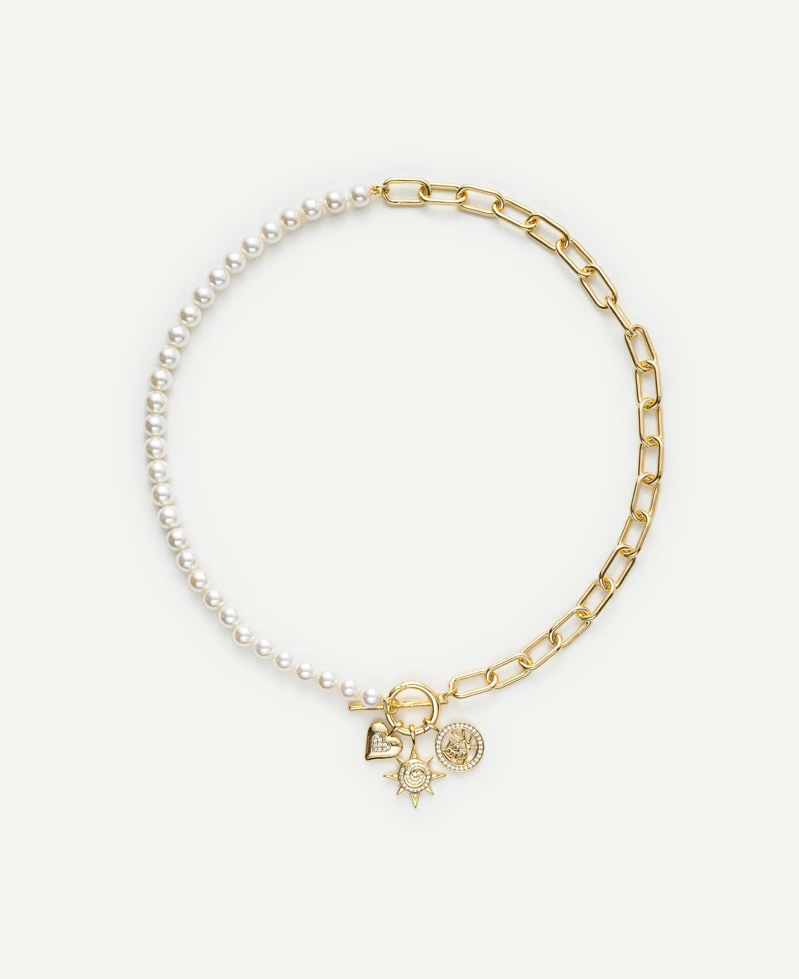 Rebecca Paperclip Chain Pearl Choker Necklace
