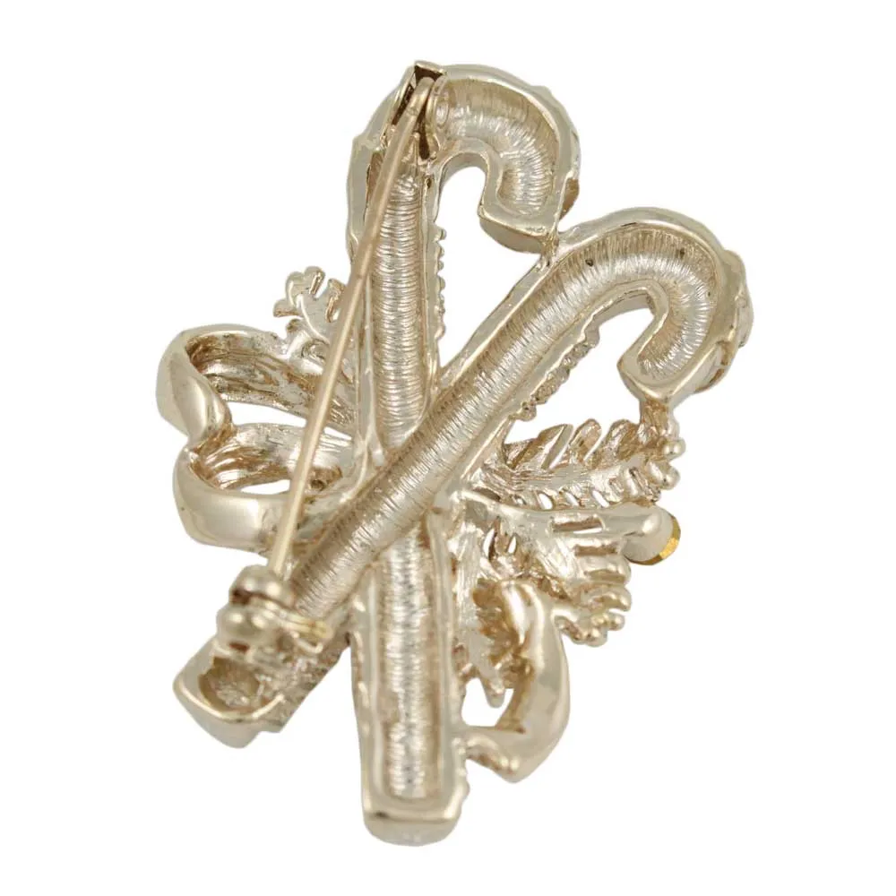 Red and Green Crystal Candy Canes Christmas Brooch Pin - XP504