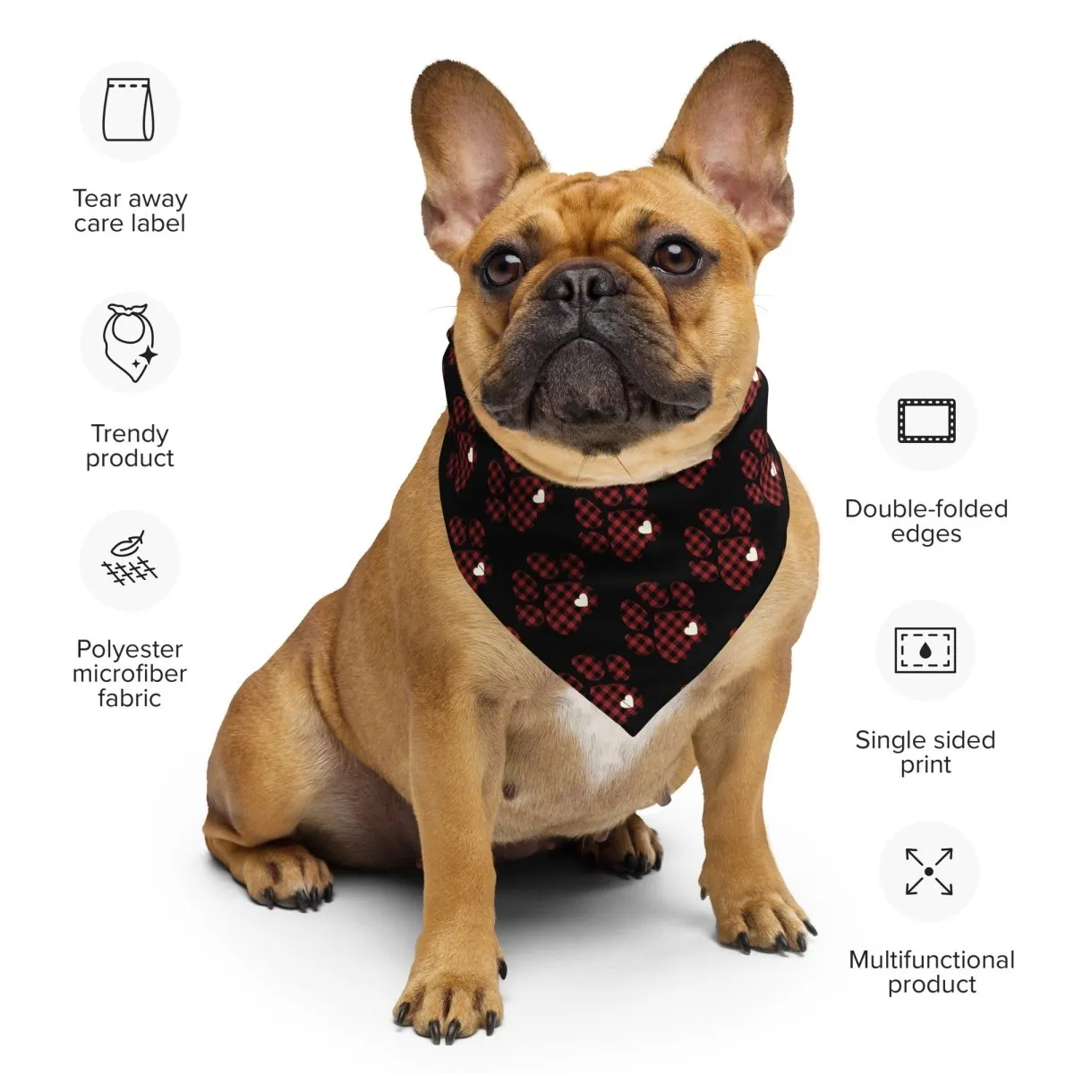 Red Buffalo Plaid Dog Paw Bandana