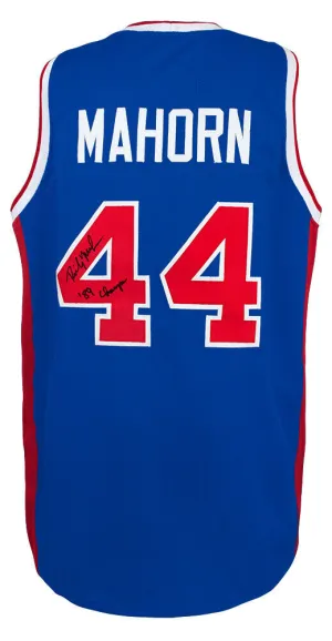 Rick Mahorn Signed Blue Custom Basketball Jersey w/89 Champs -(SCHWARTZ COA)