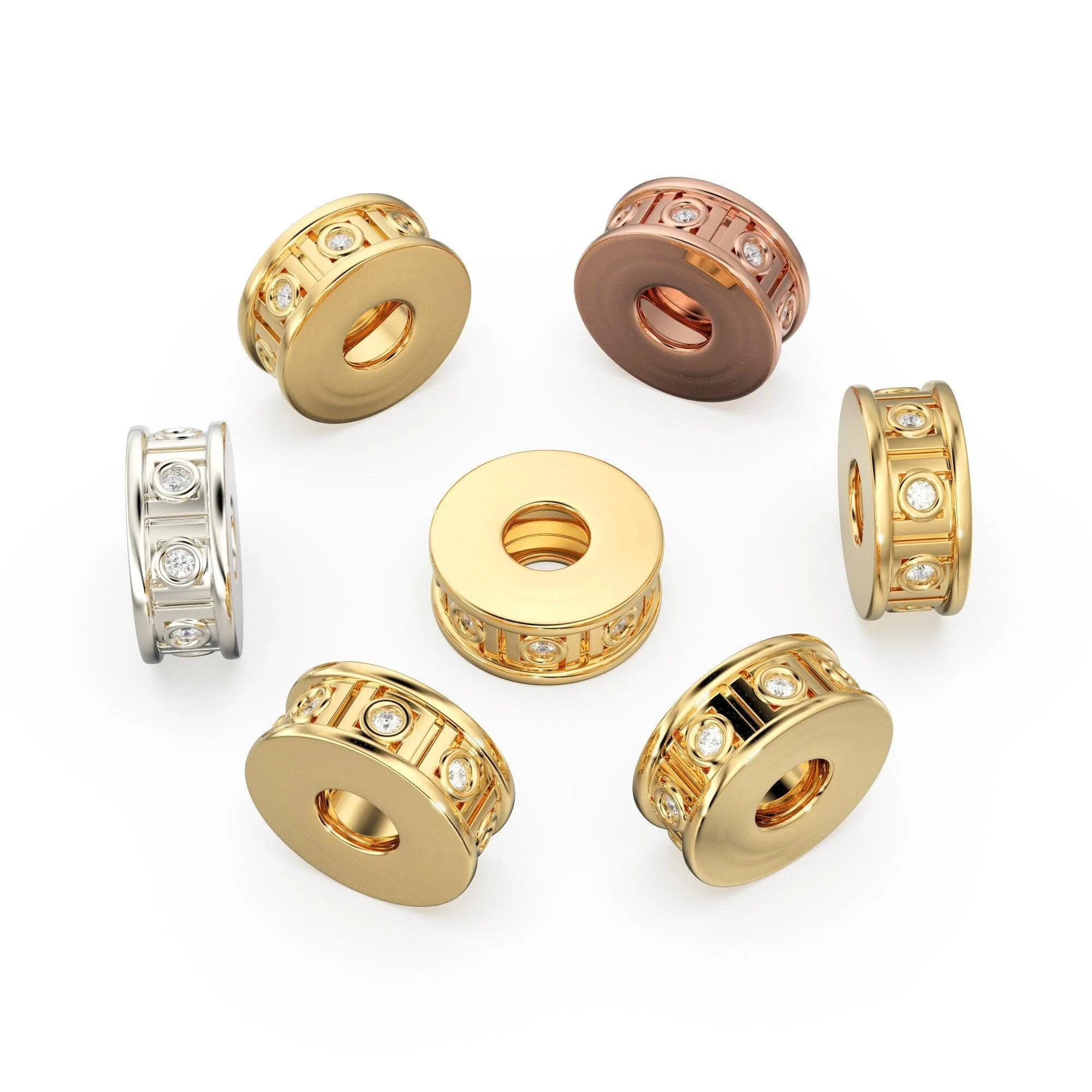 Roman 8mm Diamond Solid Gold Beads / 18k Solid Yellow Gold Spacer Finding / 3mm Hole Fancy Hefty Jewelry Making Supplies Beads