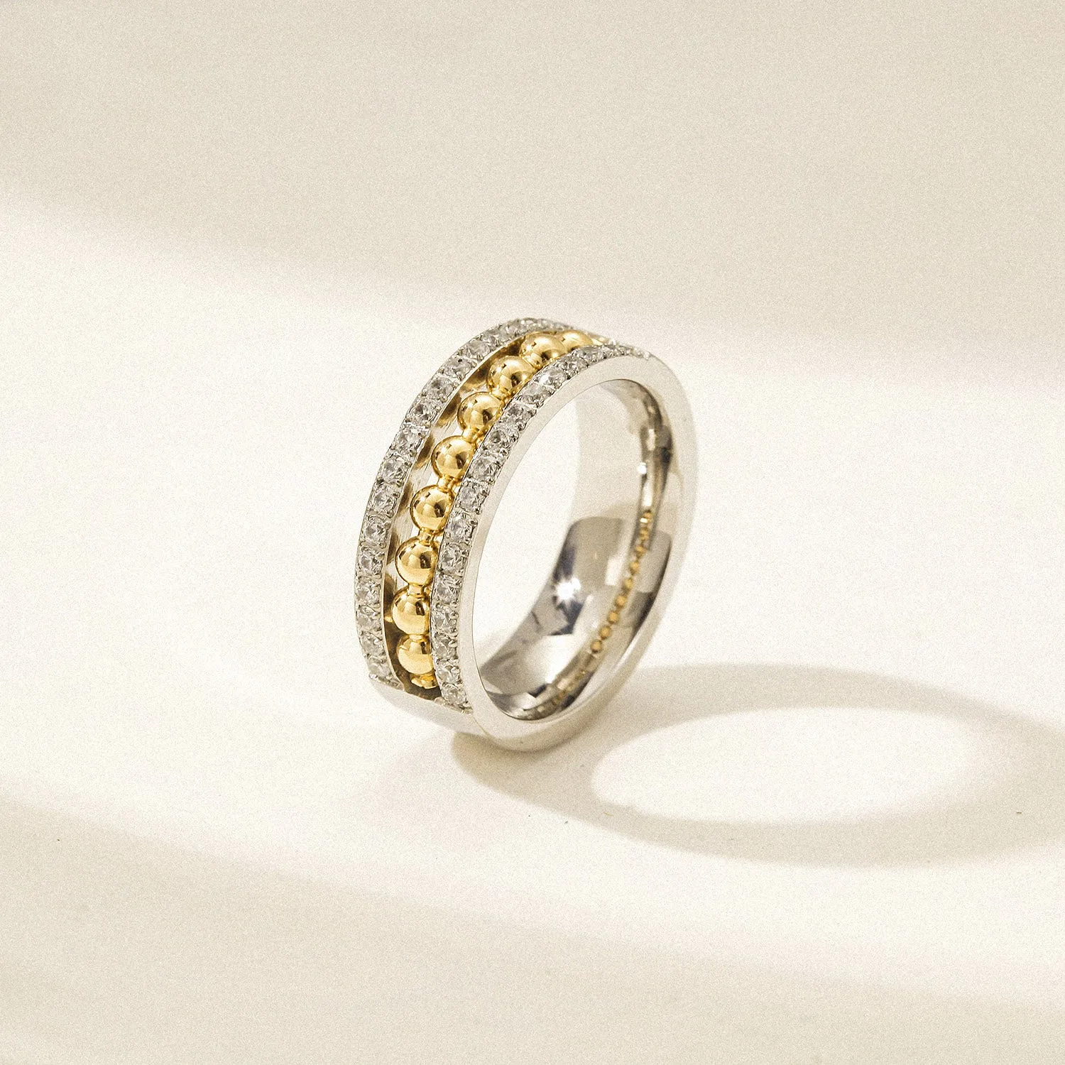Round bead zircon ring-NSR258STWG