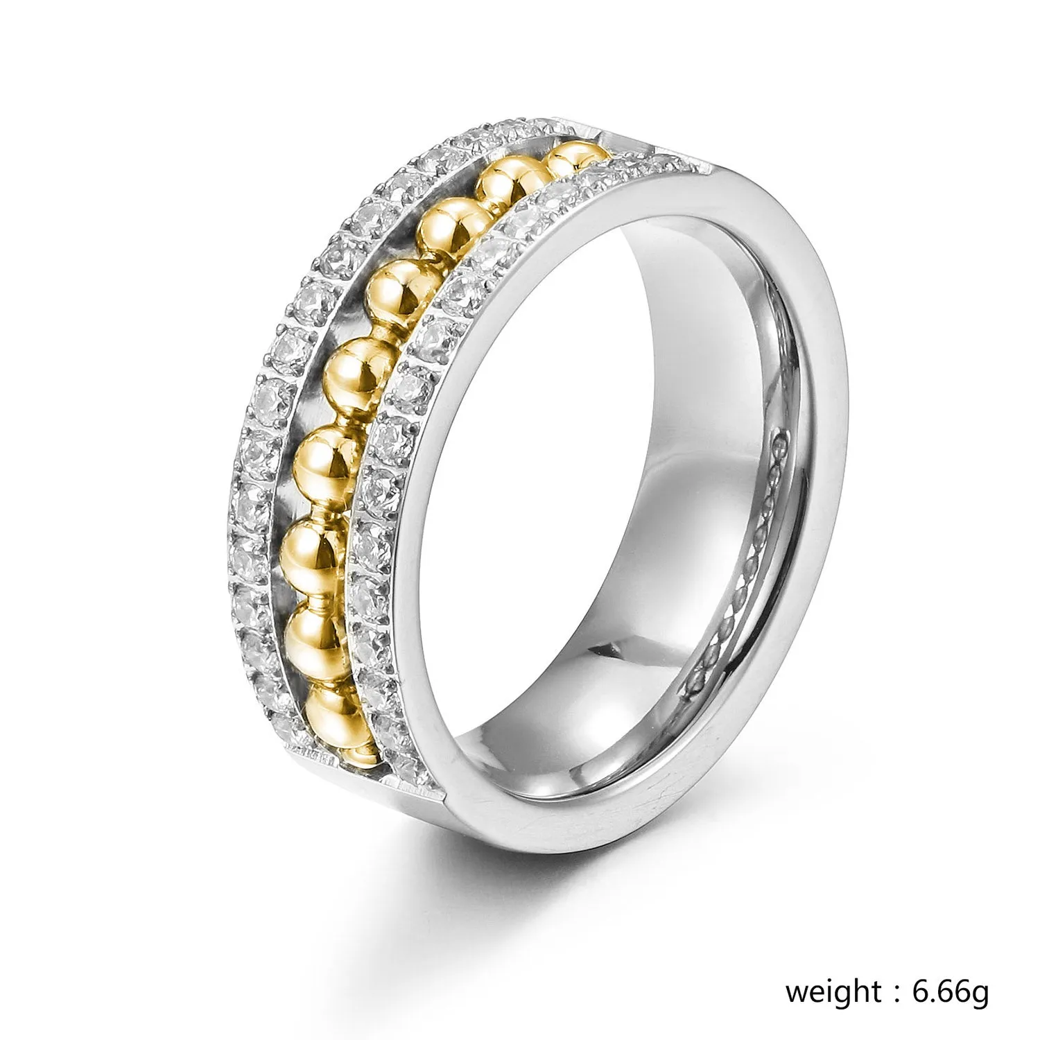 Round bead zircon ring-NSR258STWG