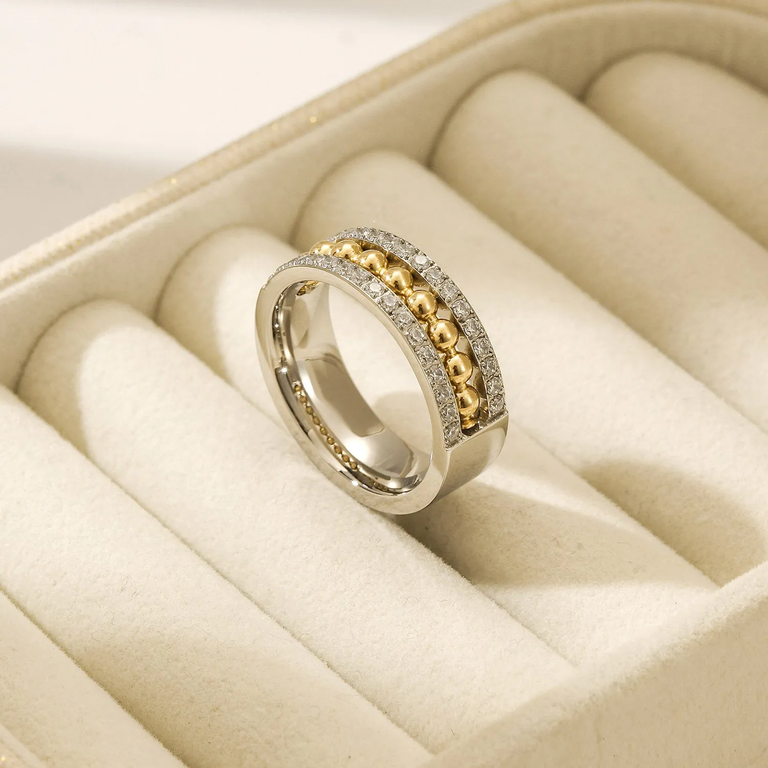 Round bead zircon ring-NSR258STWG