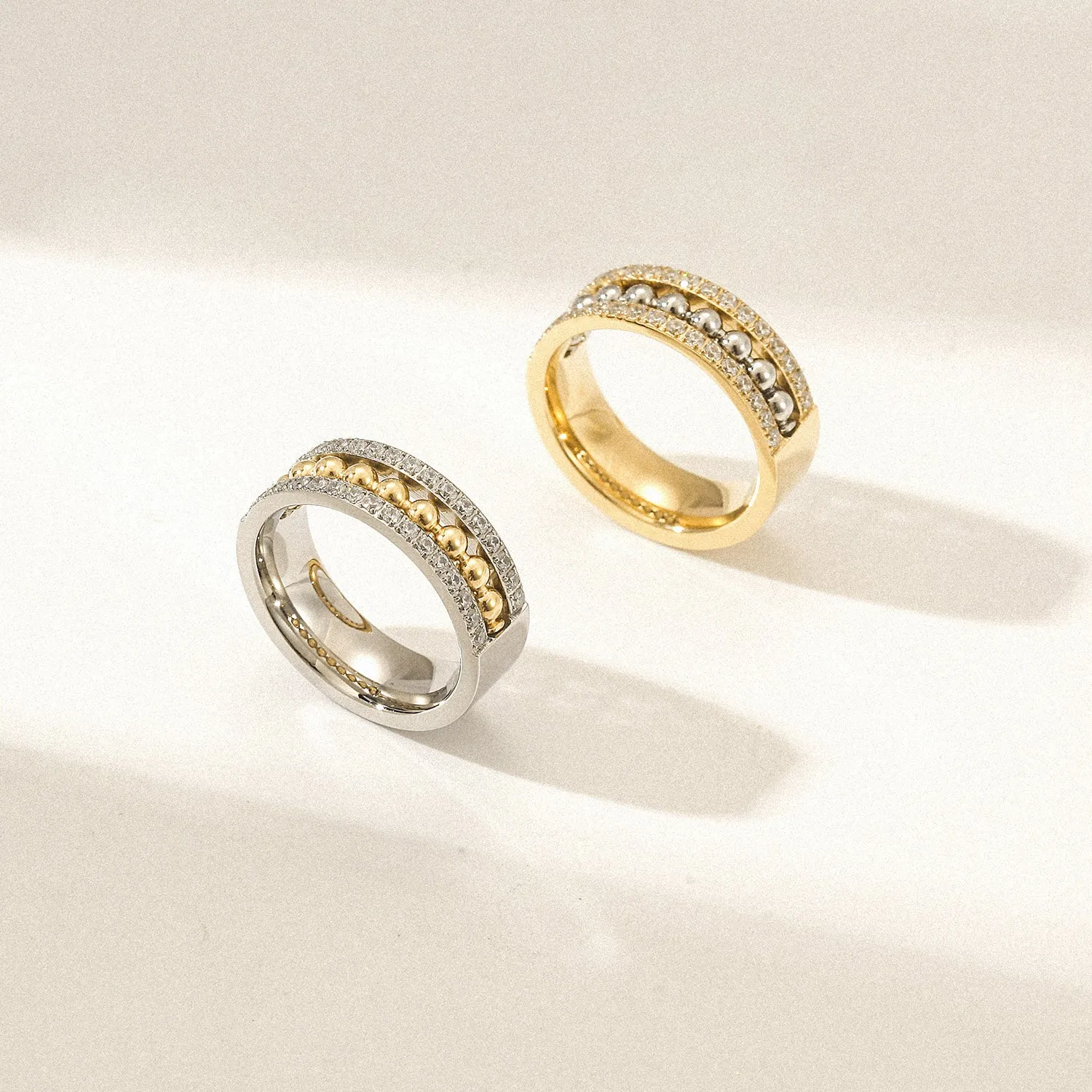 Round bead zircon ring-NSR258STWG