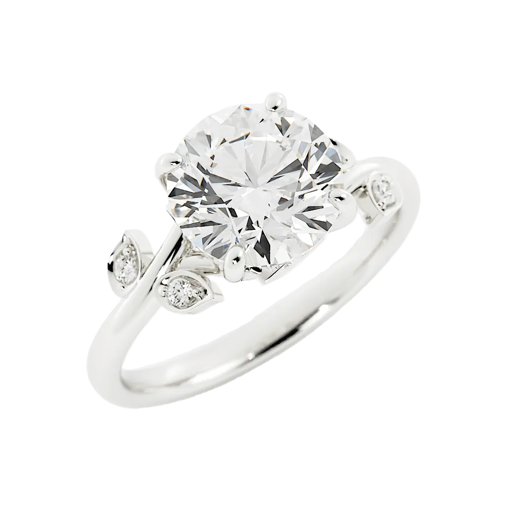 Round Floral Moissanite Engagement Ring