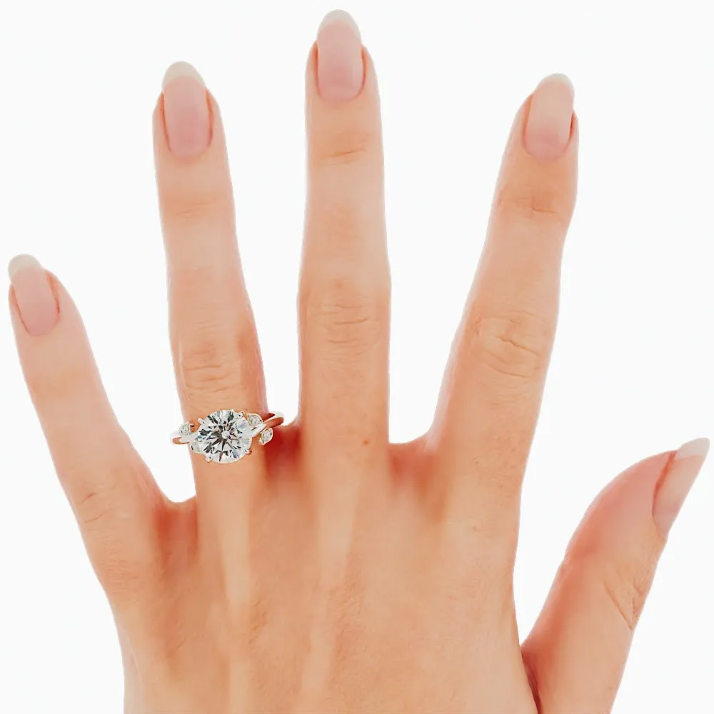 Round Floral Moissanite Engagement Ring
