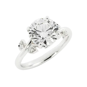 Round Floral Moissanite Engagement Ring