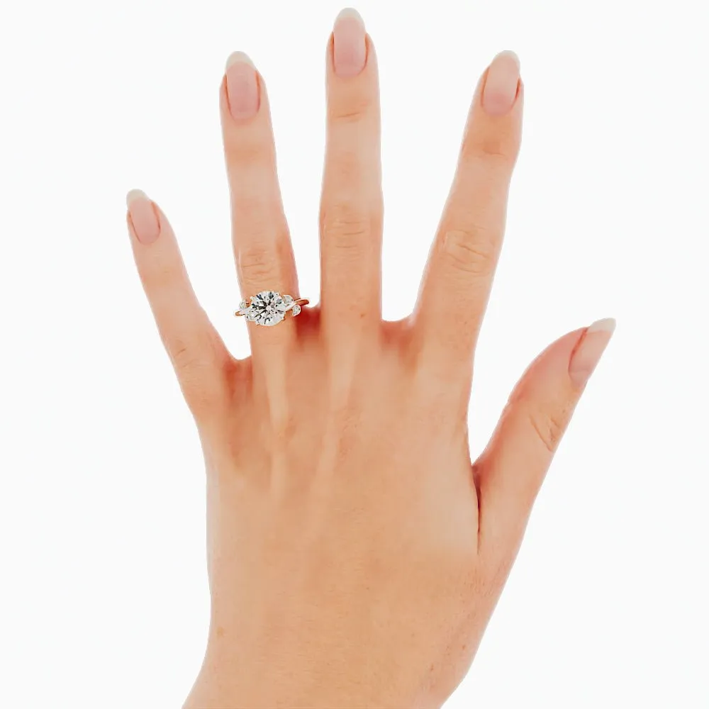 Round Floral Moissanite Engagement Ring