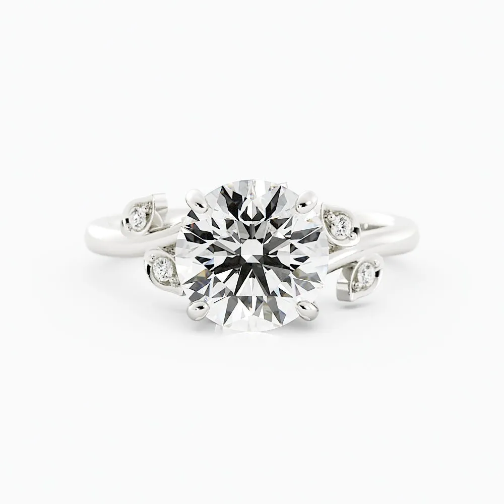 Round Floral Moissanite Engagement Ring