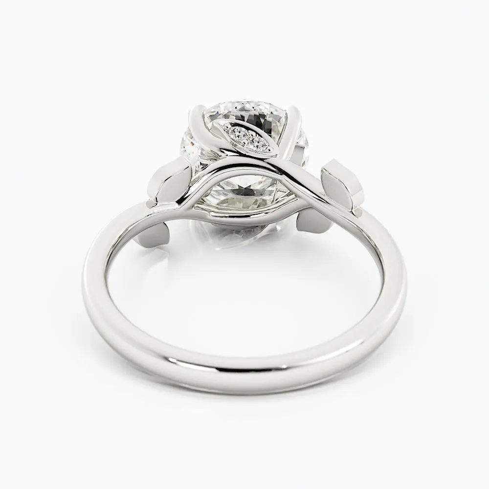 Round Floral Moissanite Engagement Ring