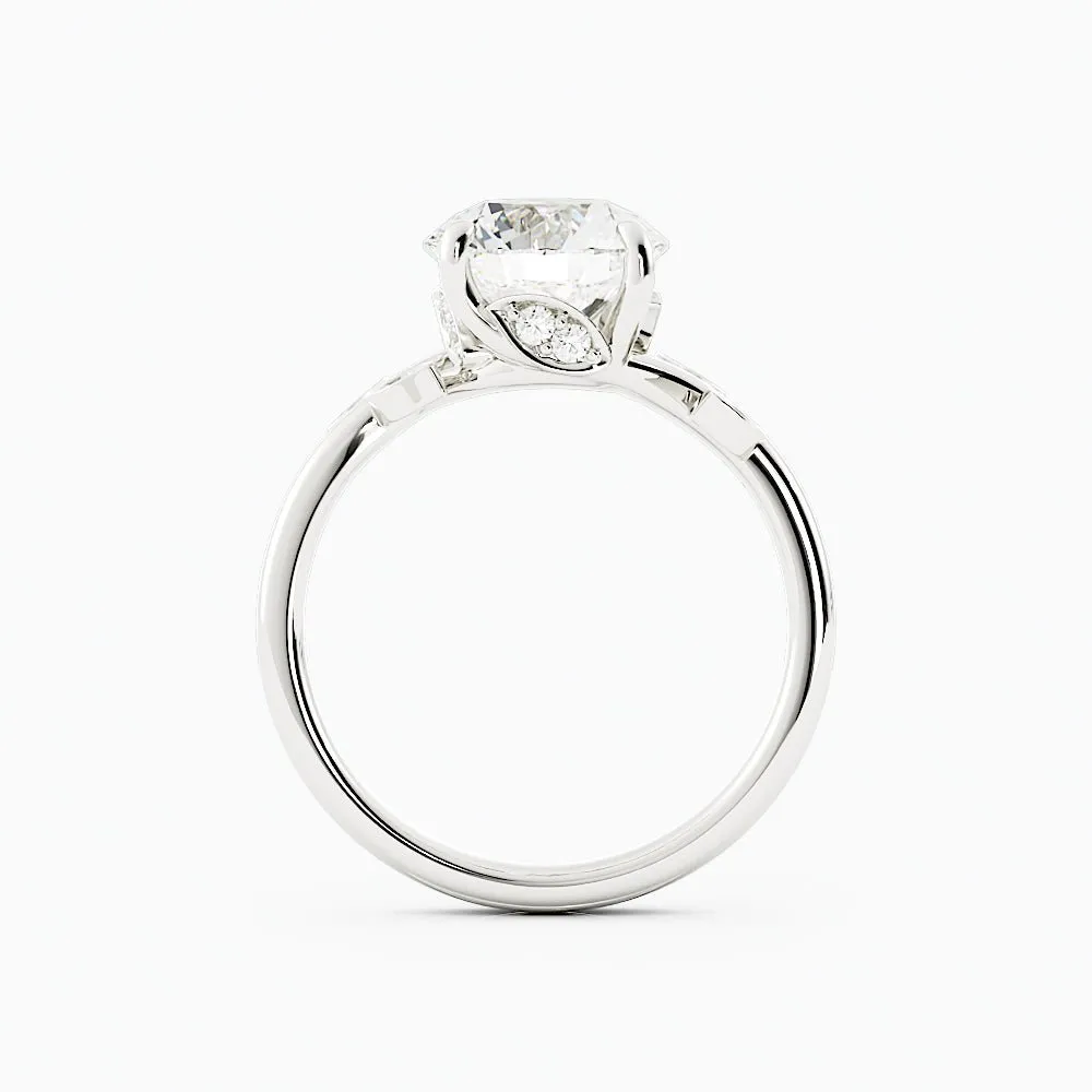 Round Floral Moissanite Engagement Ring
