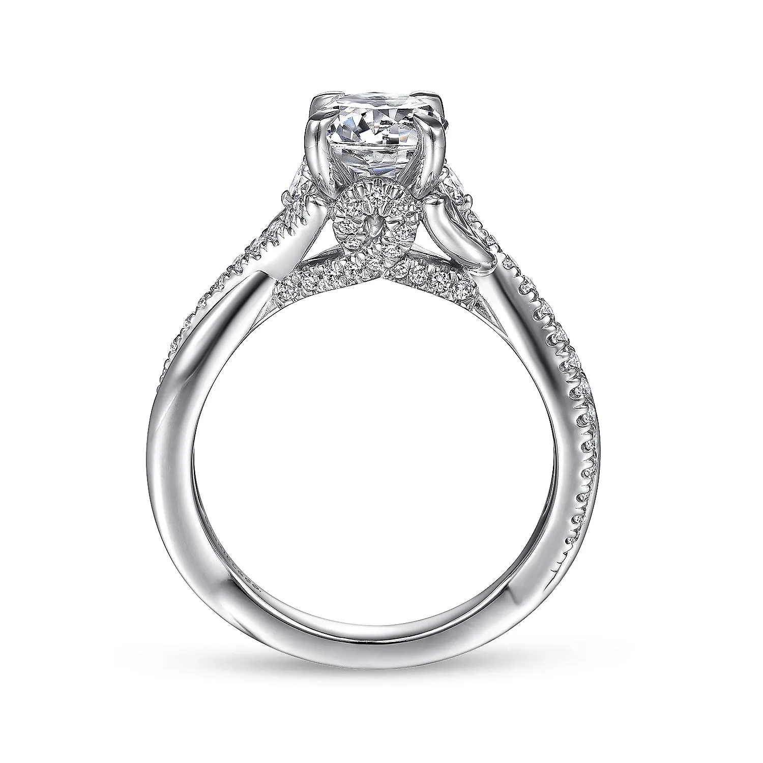 Round Nature Inspired Diamond Twist Engagement Ring Mounting
