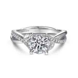 Round Nature Inspired Diamond Twist Engagement Ring Mounting