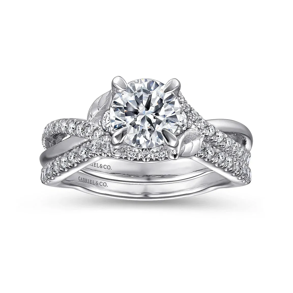 Round Nature Inspired Diamond Twist Engagement Ring Mounting