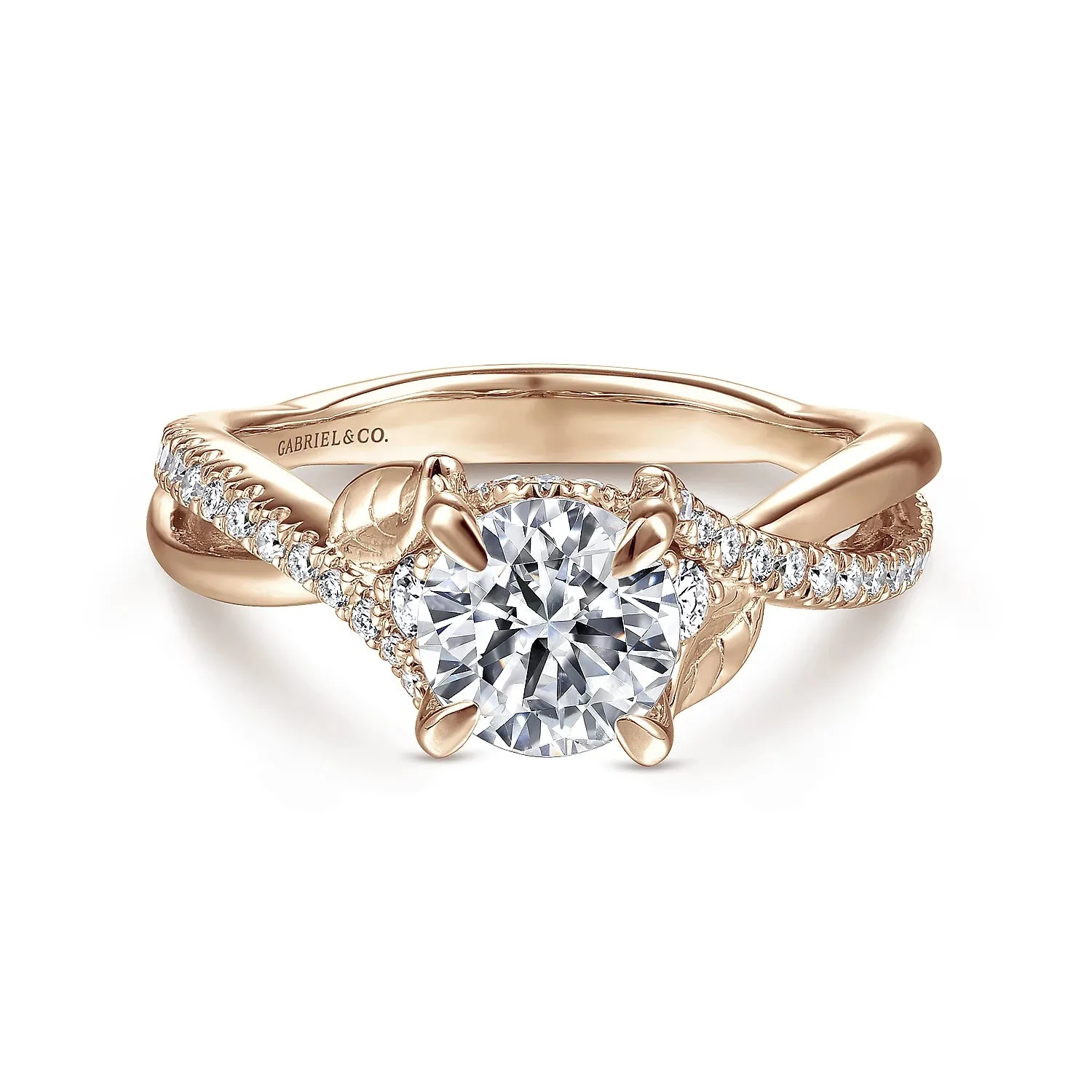 Round Nature Inspired Diamond Twist Engagement Ring Mounting