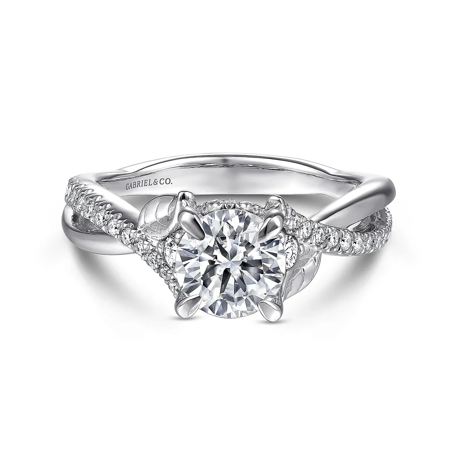 Round Nature Inspired Diamond Twist Engagement Ring Mounting