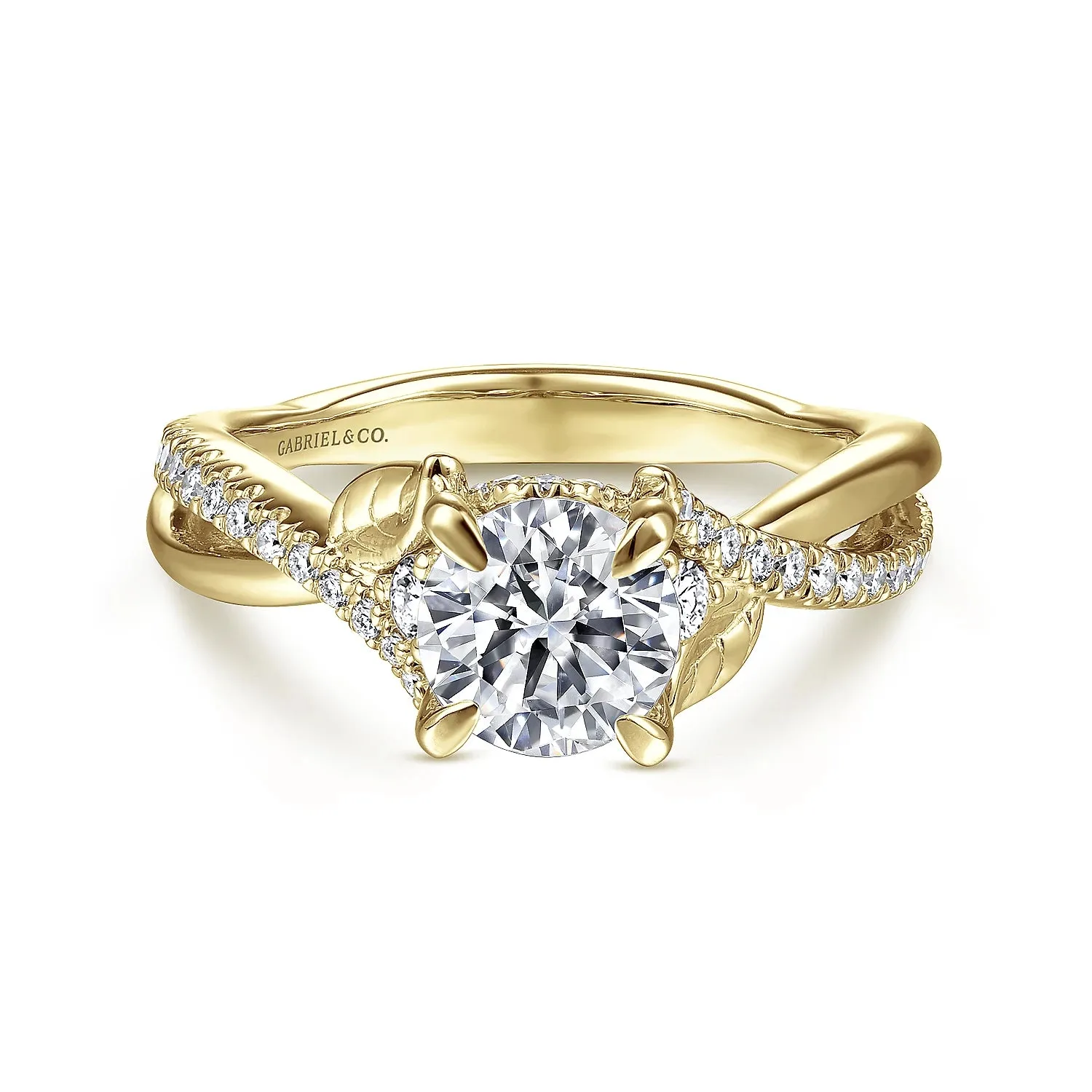 Round Nature Inspired Diamond Twist Engagement Ring Mounting