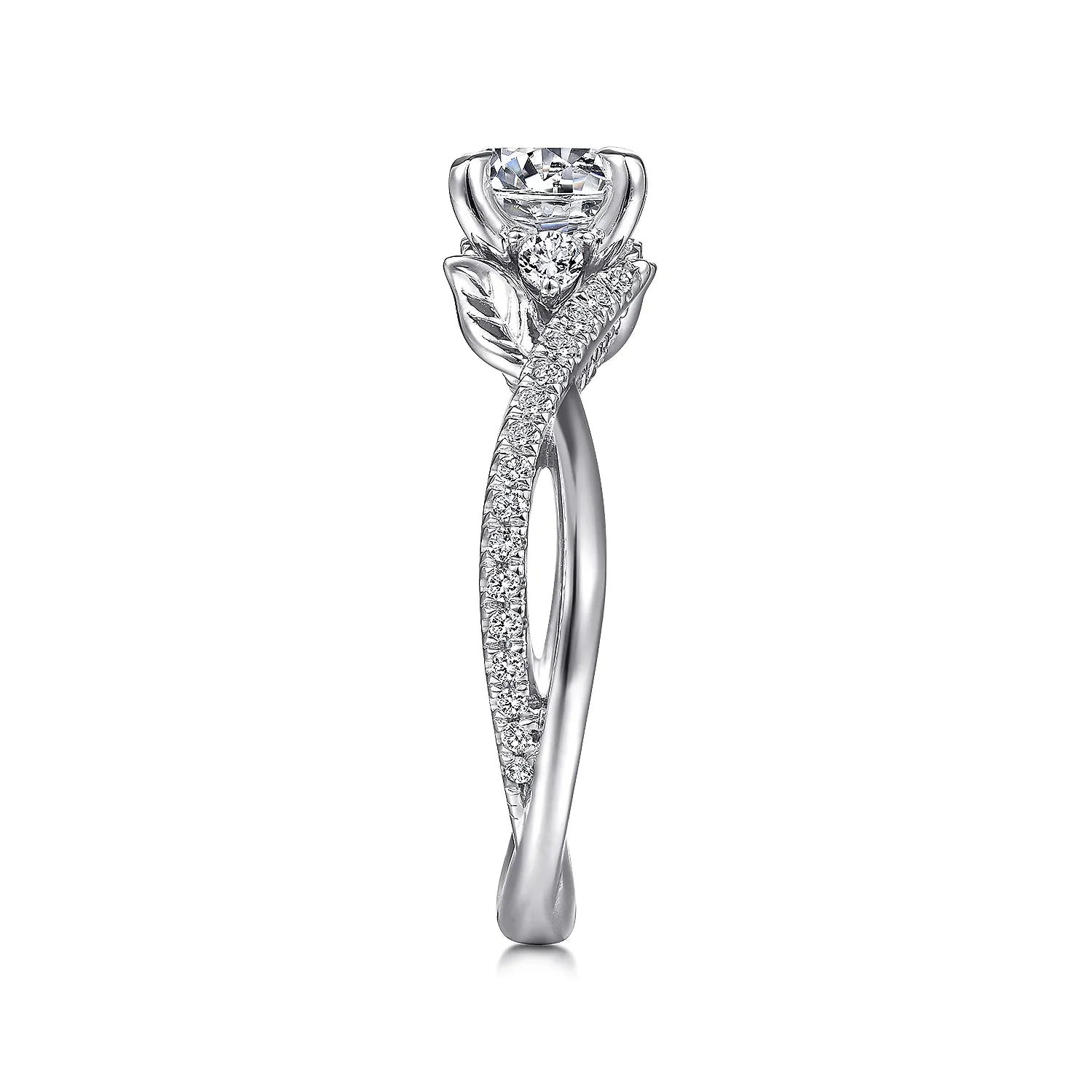 Round Nature Inspired Diamond Twist Engagement Ring Mounting