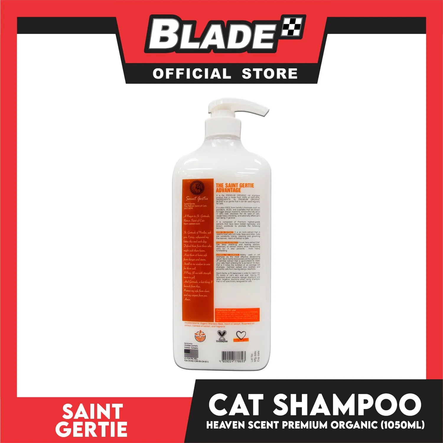 Saint Gertie Premium (Heaven Scent) 1050ml Organic Cat Shampoo
