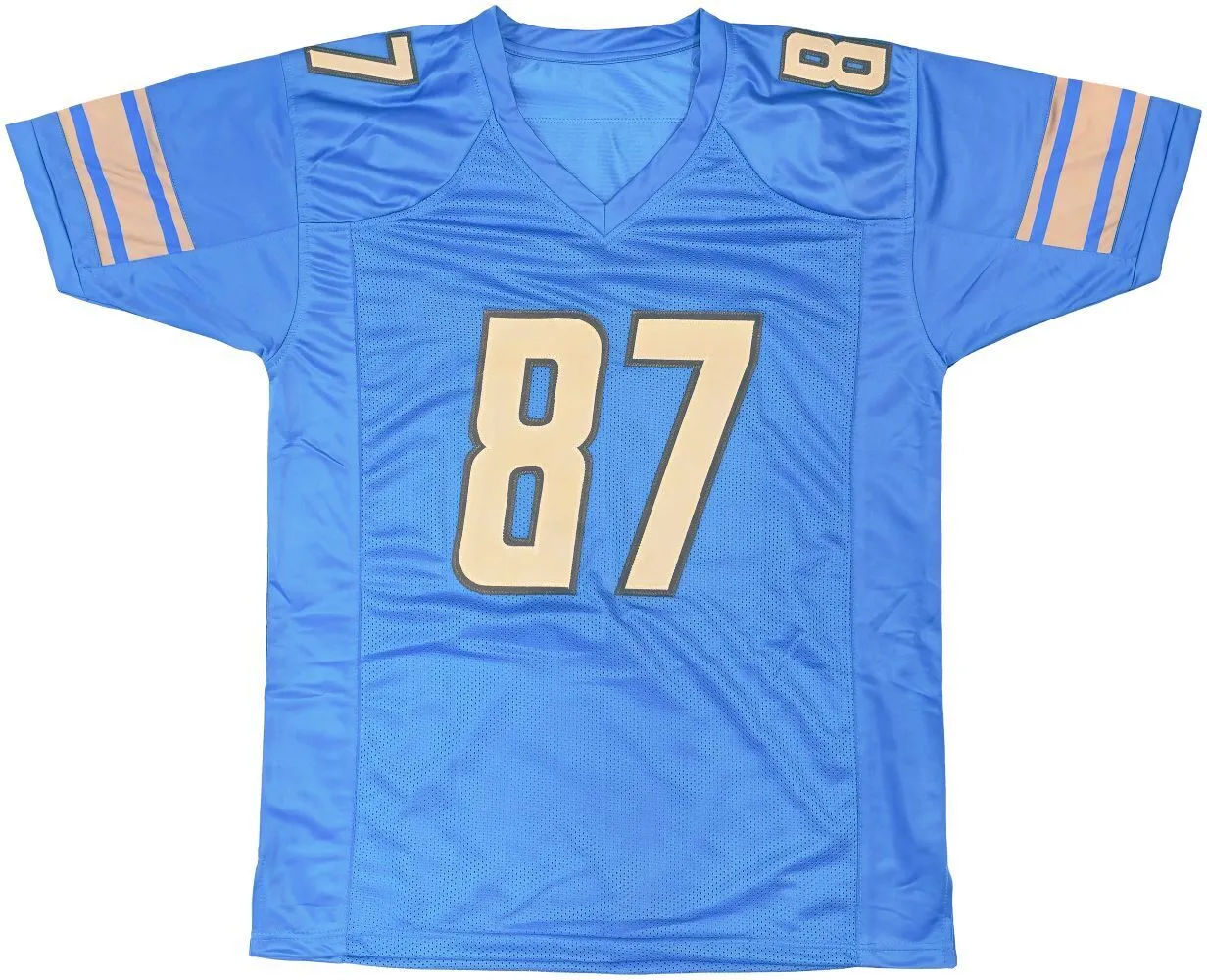 Sam LaPorta Detroit Signed Blue Football Jersey BAS ITP