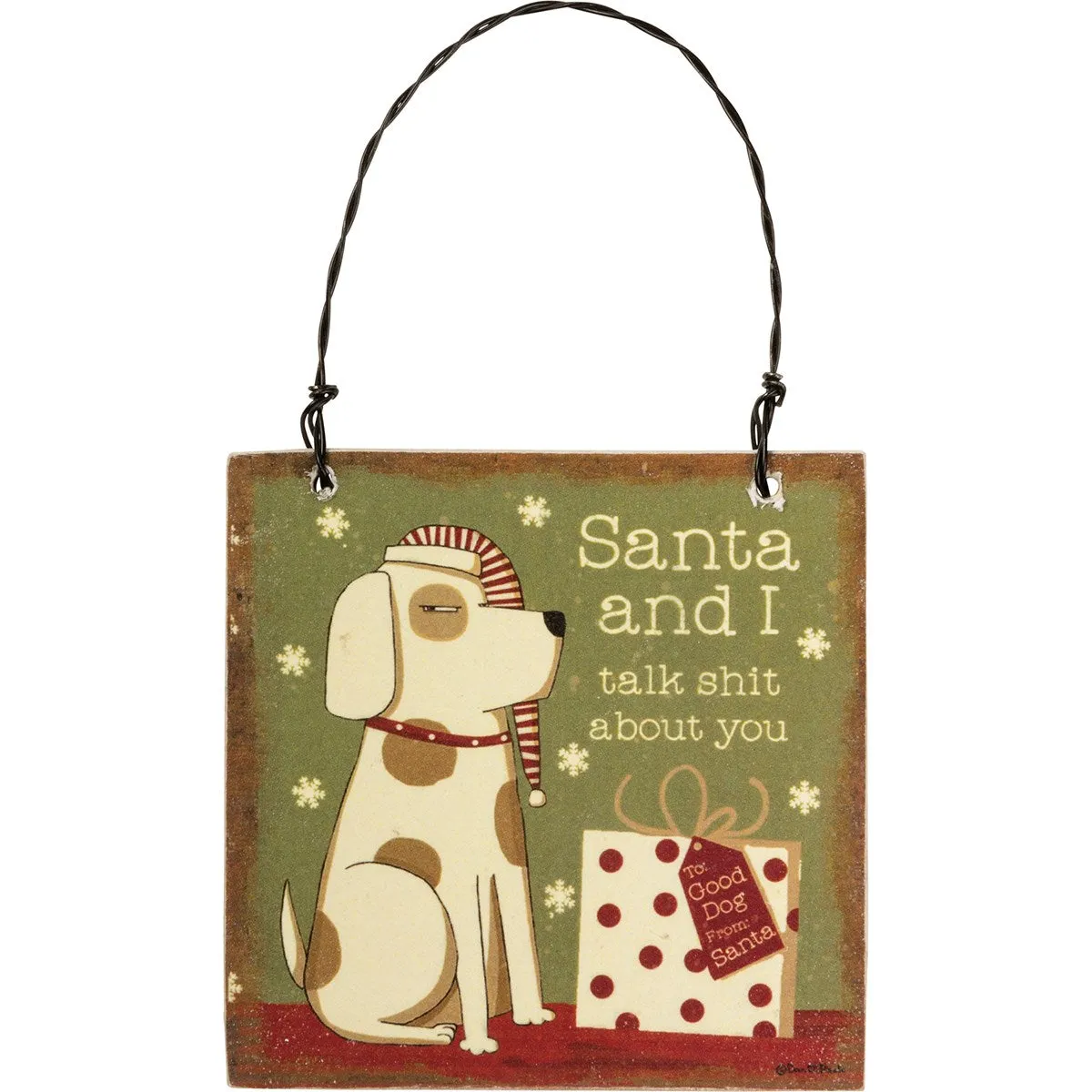 Sassy Dog Wooden Ornament