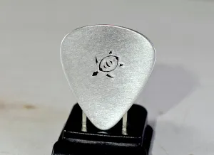 Sea turtle aluminum guitar pick handmade in aluminum for peace and tranquility in your music